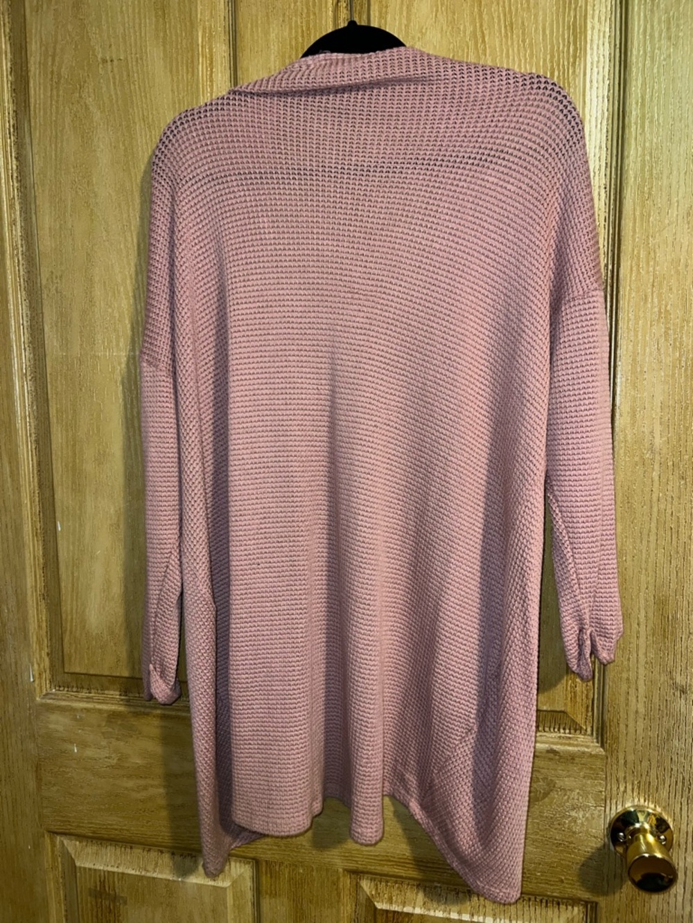 Ginger G Open-Front Pink Waffle Knit Cardigan size large - Picture 2 of 5